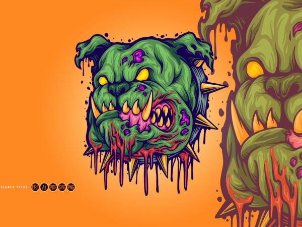 Scary bulldog zombie head svg t shirt template vector Scary bulldog zombie head svg t shirt template vector