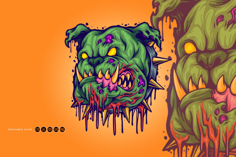 Scary bulldog zombie head svg