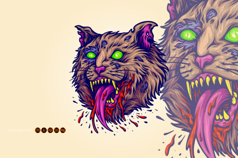 Scary cat face monster svg