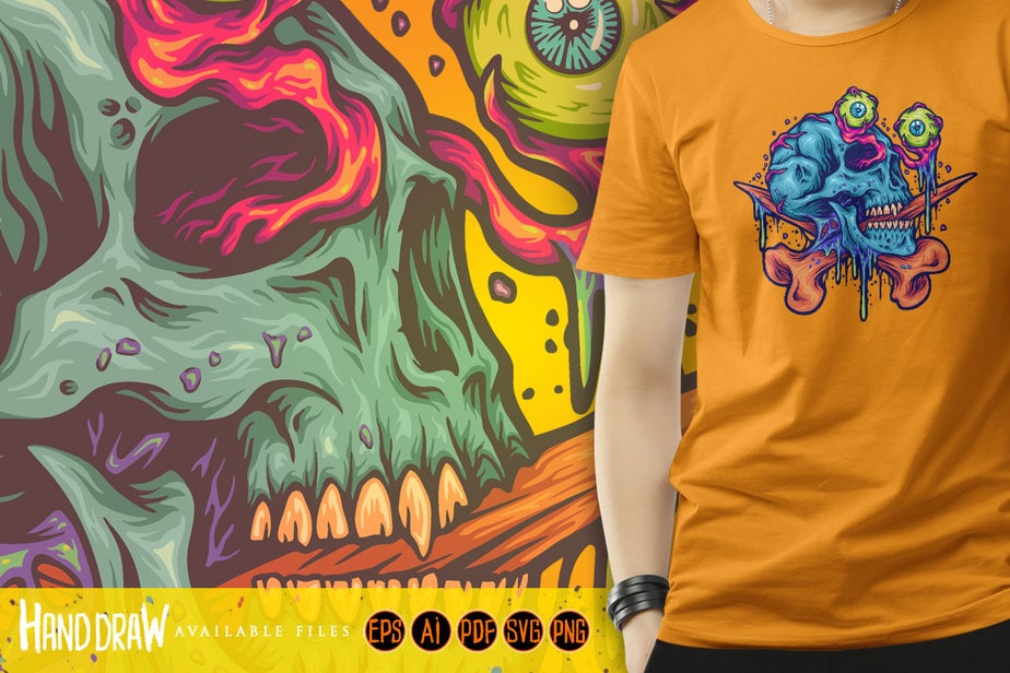 Scary zombie skull eyeballs svg - Buy t-shirt designs