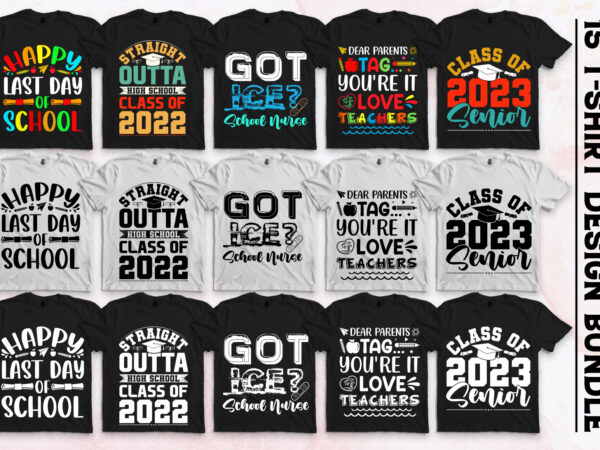 School t-shirt design bundle