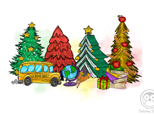 School, teacher christmas tree png christmas t shirt template vector