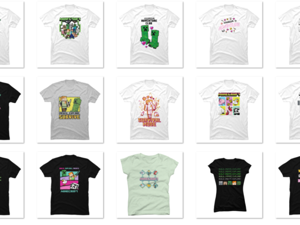 15 minecraft png t-shirt designs bundle for commercial use part 1