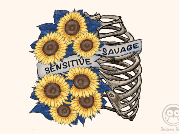 Sensitive savage skeleton sunflower sublimation design