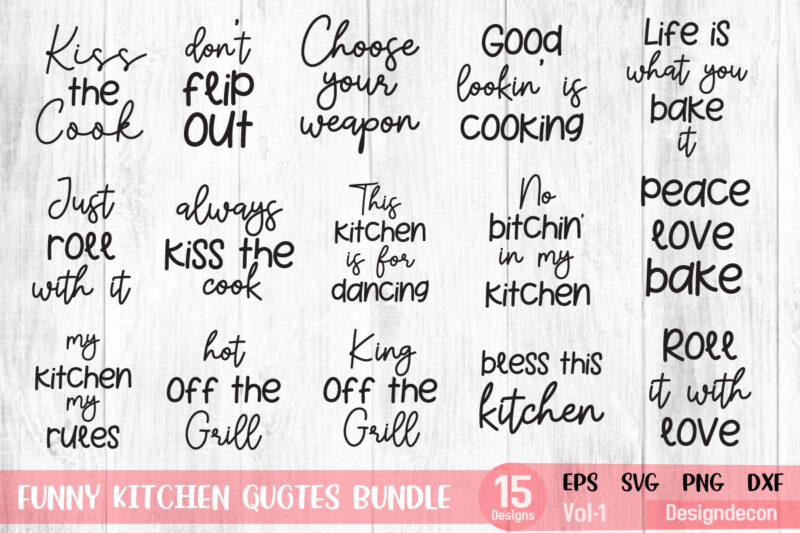 Funny Kitchen Sayings lettering bundle svg vol.1