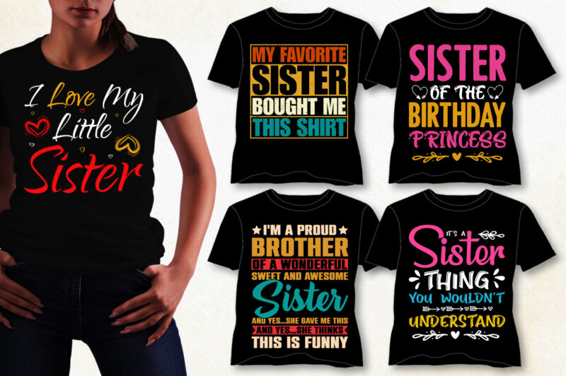 Sister T Shirt Design Bundle personalized t shirts for sisters
