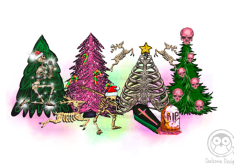 Skeleton Christmas tree Sublimation Design