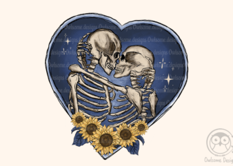 Skeleton Sunflower Love Sublimation Design