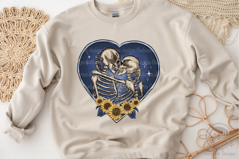 Skeleton Sunflower Love Sublimation Design