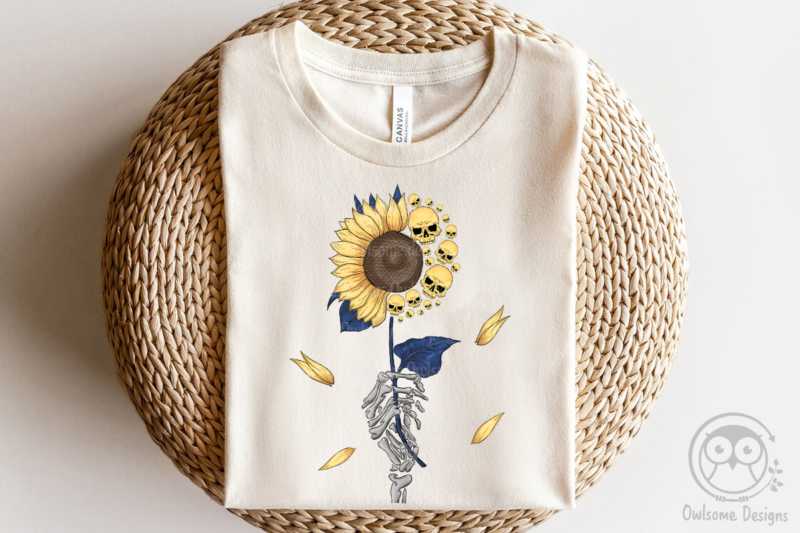 Skeleton Sunflower Sublimation Design