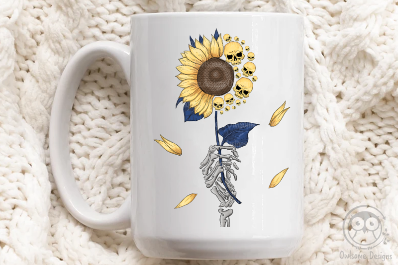 Skeleton Sunflower Sublimation Design