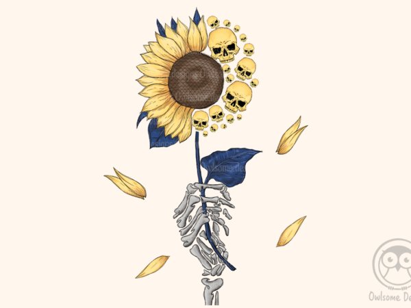 Skeleton sunflower sublimation design