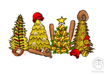 Softball Christmas Tree PNG Sublimation t shirt template vector