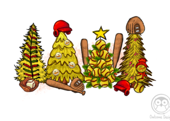 Softball Christmas Tree PNG Sublimation