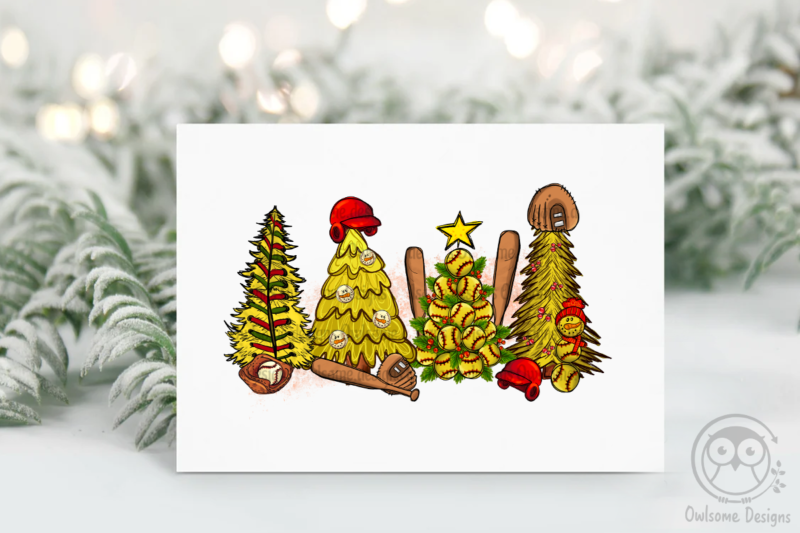 Softball Christmas Tree PNG Sublimation