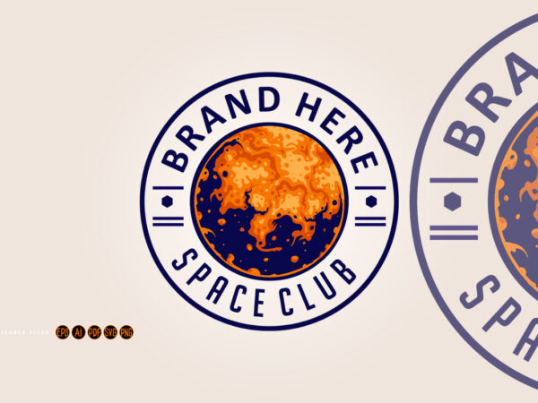 Space club label logo design svg