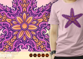 Starfish luxury vintage ornament svg t shirt template vector