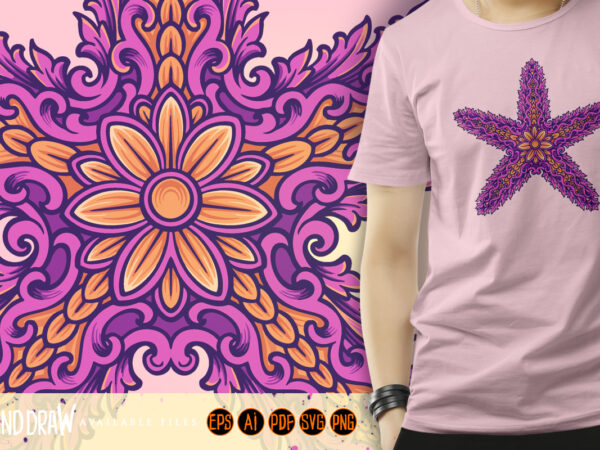 Starfish luxury vintage ornament svg t shirt template vector