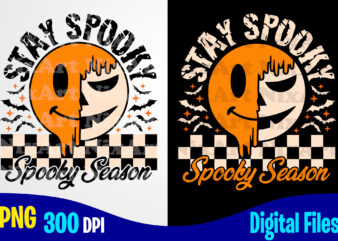 Stay Spooky Halloween Smiley Checkered funny woman and kids sublimation png design, spooky vibes png, halloween png t shirt designs for sale