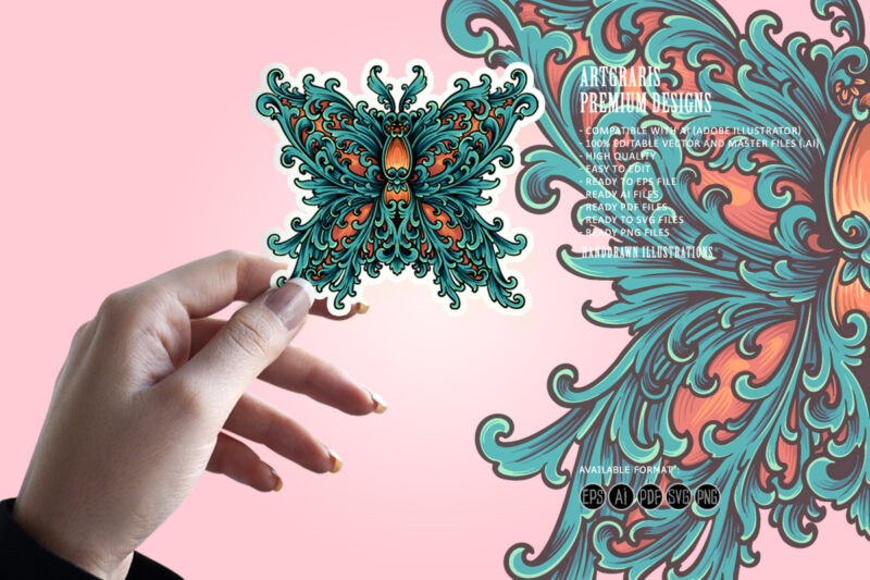 Butterfly classic elegant ornament svg