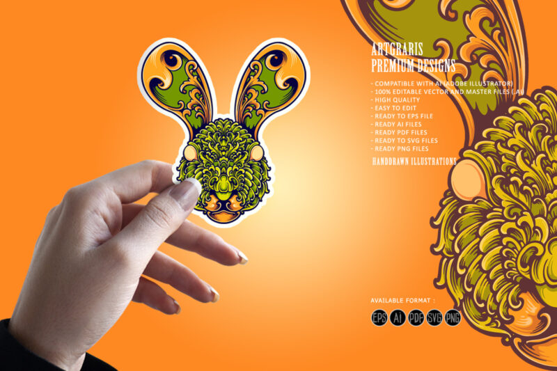 Bunny head flourish ornament svg