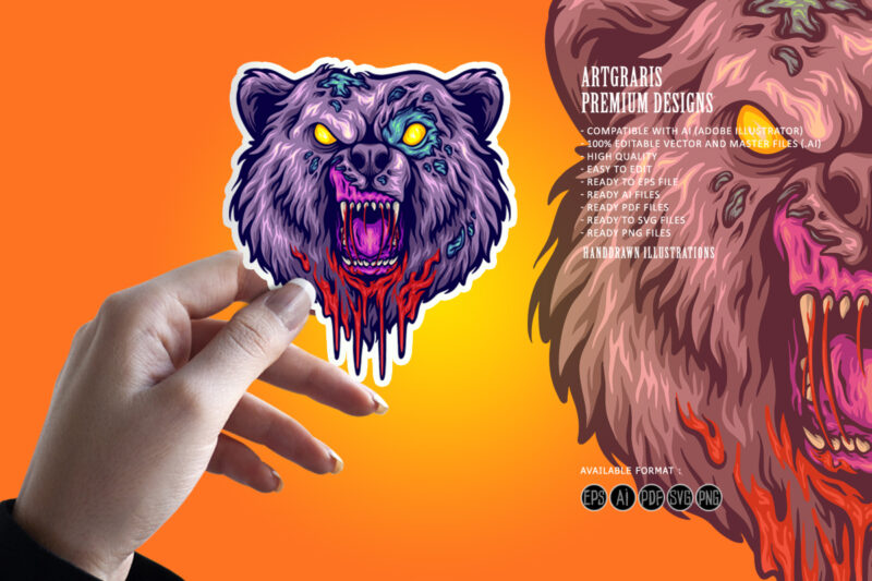 Scary bear head monster svg