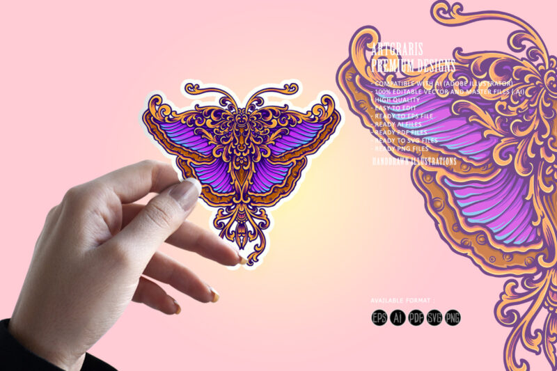 Butterfly luxury classic ornament svg