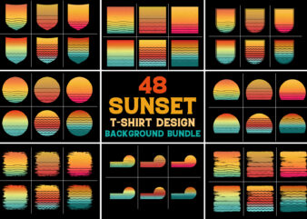 Sunset Retro Vintage Grunge Background Bundle for T-Shirt Design