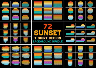 Sunset Retro Vintage T-Shirt Design Background Vector Bundle