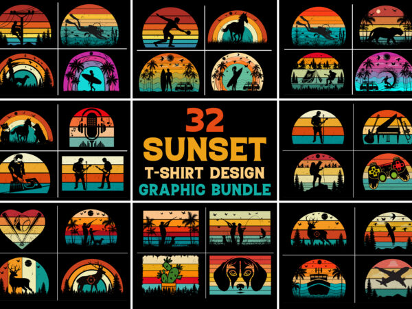 Sunset retro vintage t-shirt graphic bundle Sunset retro vintage t-shirt graphic bundle