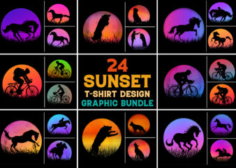 Sunset T-Shirt Design Graphic Background Bundle