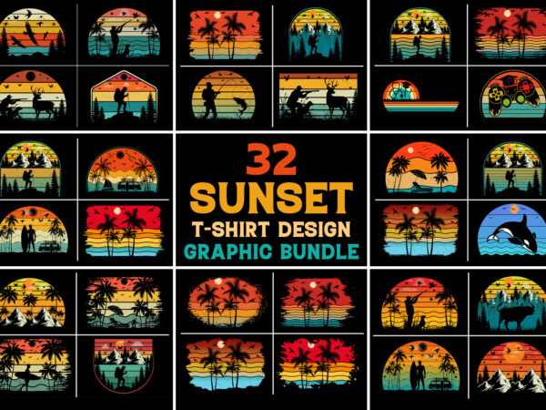 Sunset vintage colorful t-shirt graphic bundle Sunset vintage colorful t-shirt graphic bundle