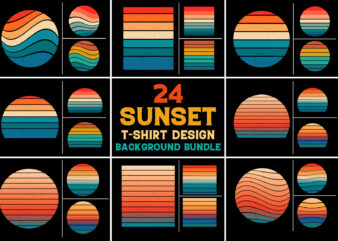 Sunset Vintage T-Shirt Design Background Vector Bundle