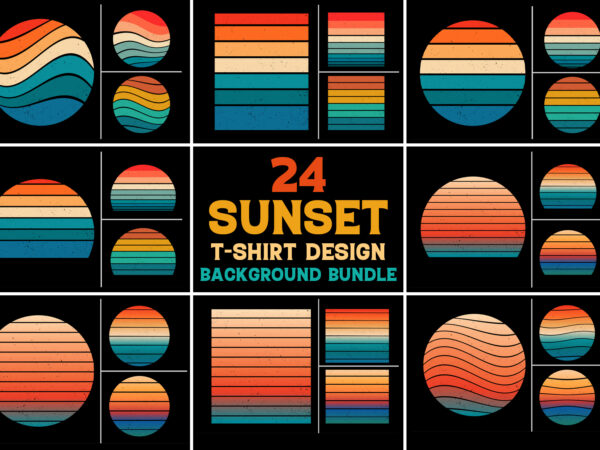 Sunset vintage t-shirt design background vector bundle