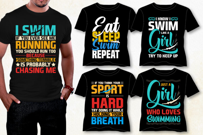 Swimming T-Shirt Design Bundle-Swimming Trendy Pod Best T-Shirt