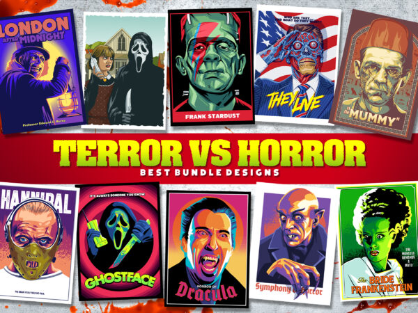 Terror vs horror t shirt designs for sale