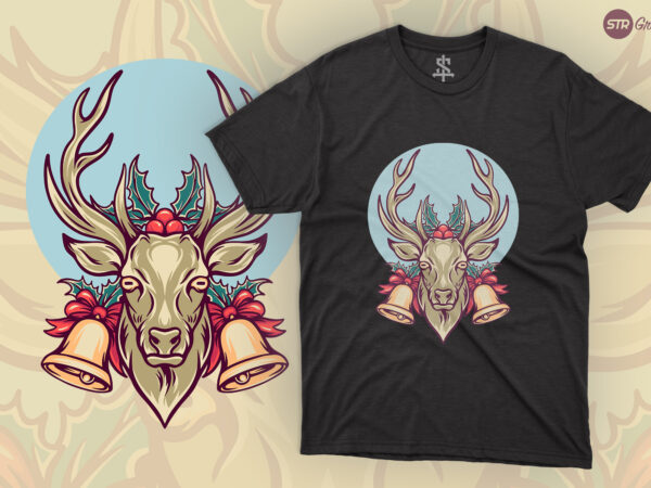 Deer christmas – retro illustration t shirt vector illustration