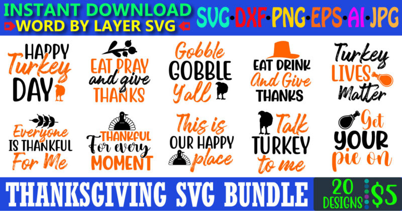 Thanksgiving svg bundle, Fall svg, Thankful svg, Give Thanks svg, Cut Files, SVG, DXF, PNG, Cricut, Silhouette, Thanks + Giving svg, thanks svg, thanksgiving svg, svgs for cricut design space,