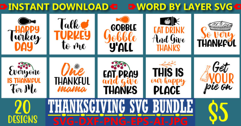 Thanksgiving svg bundle, Fall svg, Thankful svg, Give Thanks svg, Cut Files, SVG, DXF, PNG, Cricut, Silhouette, Thanks + Giving svg, thanks svg, thanksgiving svg, svgs for cricut design space,