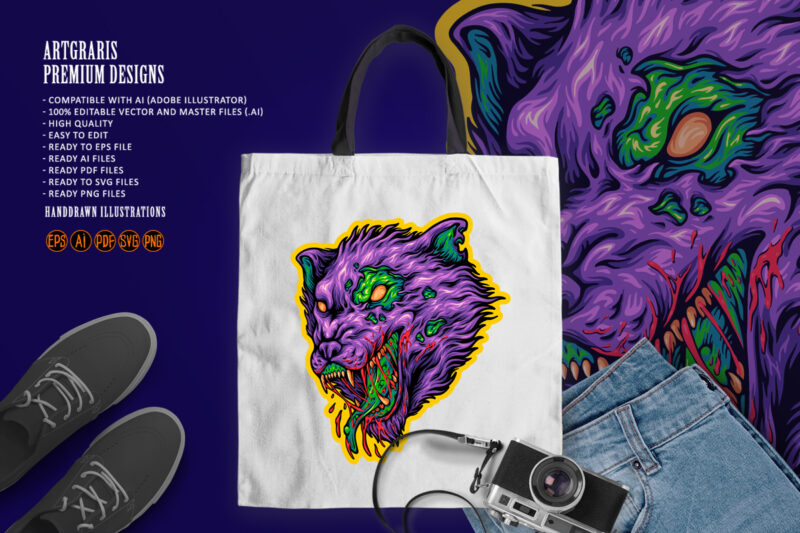 Angry werewolf head zombie svg