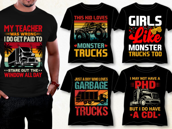 Trucker t-shirt design bundle
