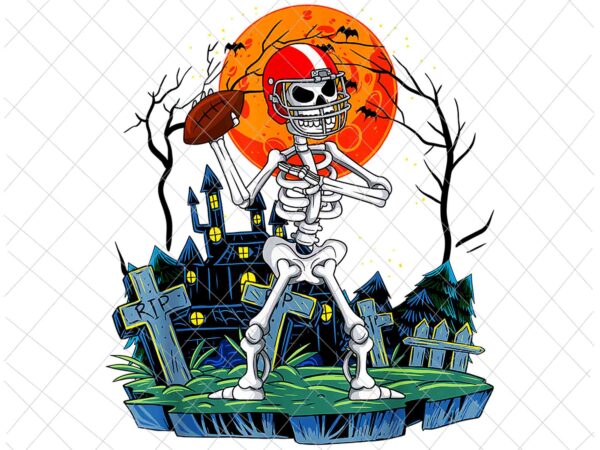 Skeleton american football png, american football lover halloween png, skeleton halloween png t shirt template vector