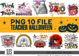 Teacher Halloween PNG 10 File t shirt designs for sale