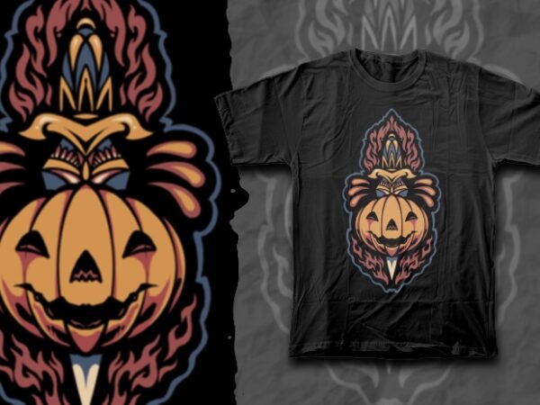 Stabbed halloween pumpkin t shirt template vector