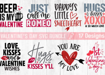 Happy valentine’s day xoxo quote svg t-shirt designs bundle vol.3