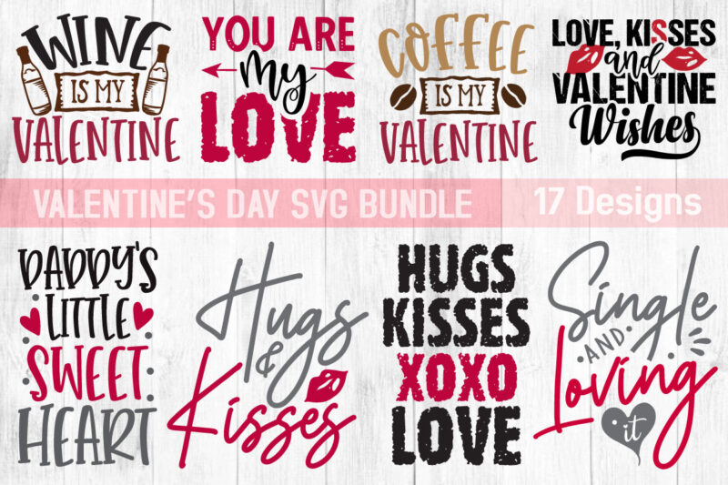 Happy valentine’s day xoxo quote svg t-shirt designs bundle vol.4