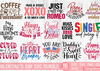 happy valentine’s day xoxo quote svg t-shirt designs bundle vol.2