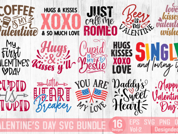 Happy valentine’s day xoxo quote svg t-shirt designs bundle vol.2
