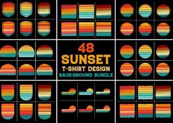 Vintage Retro Sunset Grunge Background Bundle for T-Shirt Design