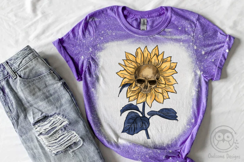 Vintage Skull Sunflower Sublimation Design